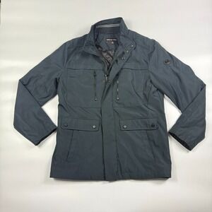 Michael Kors Jacket Men's M Gray Quilted Lined Long Sleeve Snap Front Inside Zip